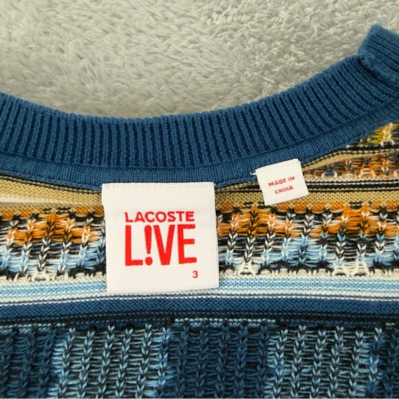 Lacoste Live Men's Small Aztec Print Cotton Long Sleeve Sweater - Picture 2 of 13